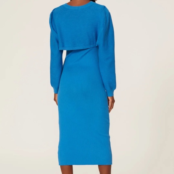 (A55) Line + Dot Eva Rib Knit Dress in Sea Blue, Size Large - Picture 6 of 16